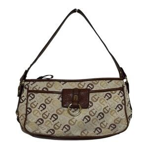 Etienne Aigner Y2K Logo Print Multiple Compartment Shoulder Bag Purse